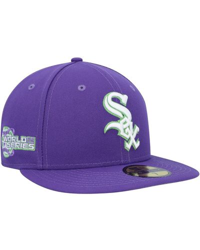 KTZ Chicago White Sox Lime Side Patch 59fifty Fitted Hat - Purple