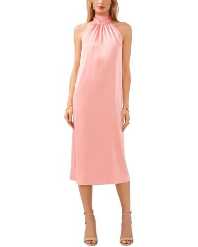 1.STATE Halter Neck Midi Dress - Pink