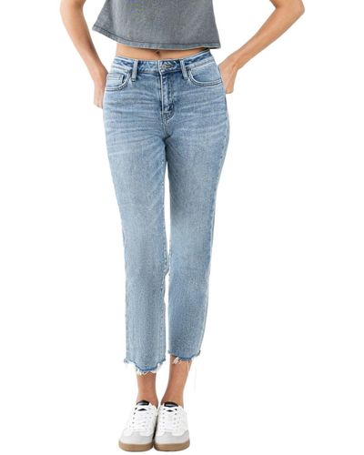 Flying Monkey High Rise Cropped Straight Jeans - Blue