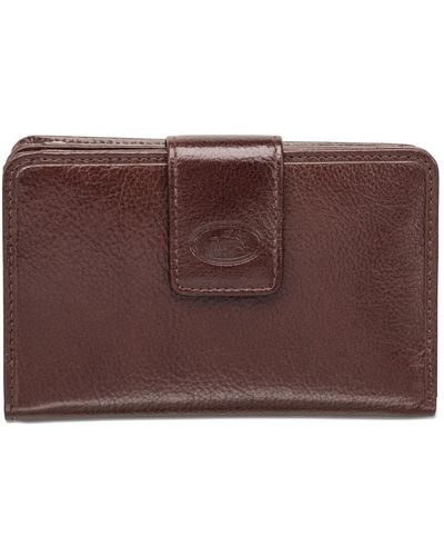 Mancini Equestrian-2 Collection Rfid Secure Medium Clutch Wallet - Brown