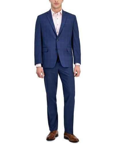 Perry Ellis Modern-fit Solid Nested Suits - Blue