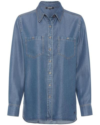 Olsen Long Sleeve Soft Denim Shirt - Blue