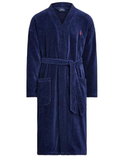 Polo Ralph Lauren Microfiber Plush Shawl Collar Robe - Blue