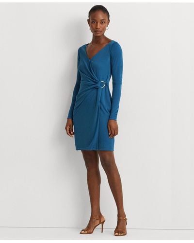Lauren by Ralph Lauren Faux-wrap Sheath Dress - Blue