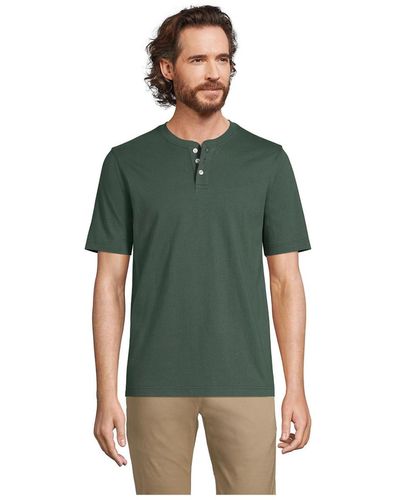 Lands' End Short Sleeve Super-t Henley T-shirt - Green