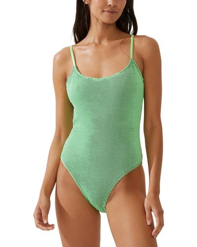 Cotton On Textured Scoop Neck One Piece Swimsuit - Green