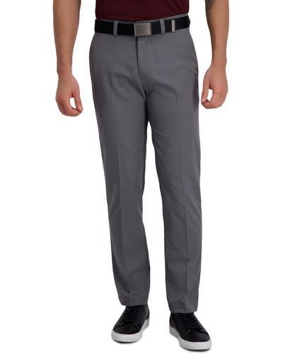 Haggar Cool Right Performance Flex Straight Fit Flat Front Pant - Gray