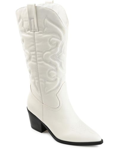 Journee Collection Chantry Cowboy Boots - White