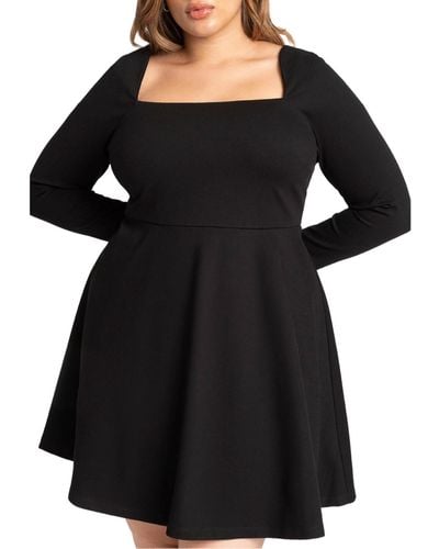 Eloquii Plus Size Square Neck Mini Dress - Black