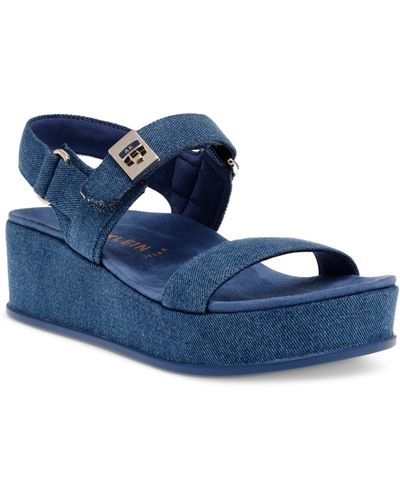Anne Klein Verse Platform Wedge Sandals - Blue