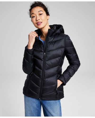 Charter Club Packable Hooded Puffer Coat - Blue