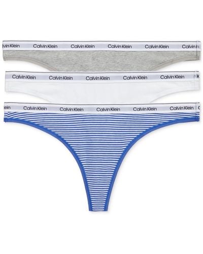 Calvin Klein 3-pk. Modern Logo Low-rise Thong Underwear Qd5209 - Blue