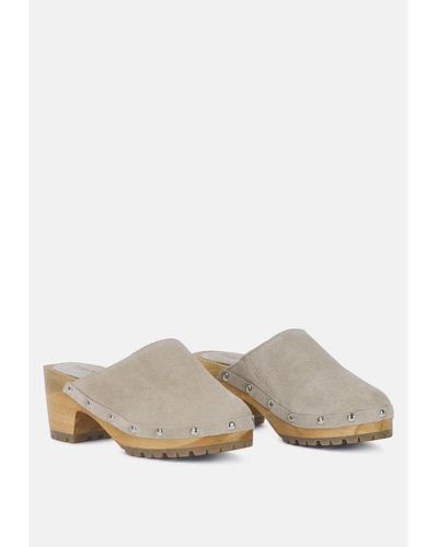 Rag & Co Cedrus Fine Suede Studded Mules - White