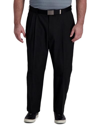 Haggar Big & Tall Cool Right Performance Flex Classic Fit Pleated Pant - Black