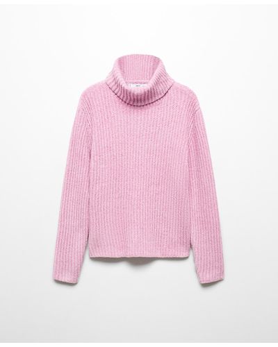 Mango Turtleneck Knitted Sweater - Pink