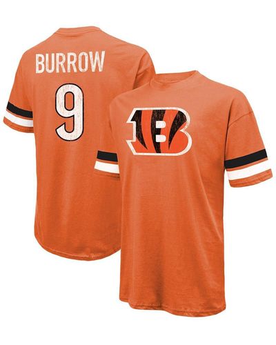 Majestic Threads Joe Burrow Distressed Cincinnati Bengals Name And Number Oversize Fit T-shirt - Orange