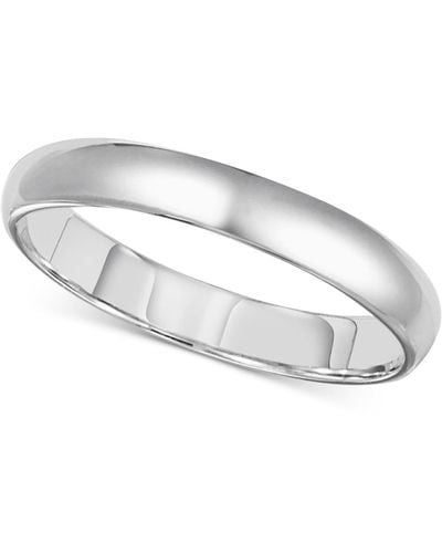 Macy's 14k White Gold Ring, 3mm Comfort Fit Wedding Band - Metallic