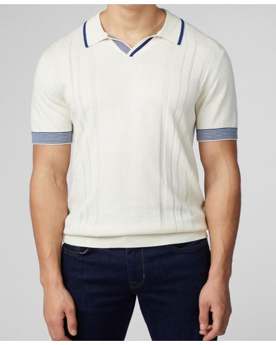 Ben Sherman Open Neck Short Sleeve Polo Shirt - White