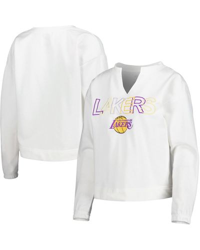 Concepts Sport Los Angeles Lakers Sunray Notch Neck Long Sleeve T-shirt - White