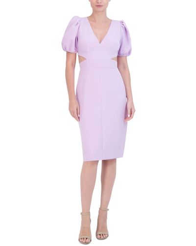 Laundry by Shelli Segal Puffed-sleeve Side-cutout Dress - Purple