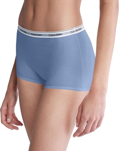 Calvin Klein Modern Logo Mid-rise Boyshort Underwear Qd5195 - Blue