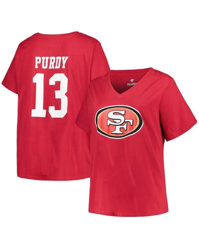 Fanatics Brock Purdy San Francisco 49ers Plus Size Player Name And Number V-neck T-shirt - Red