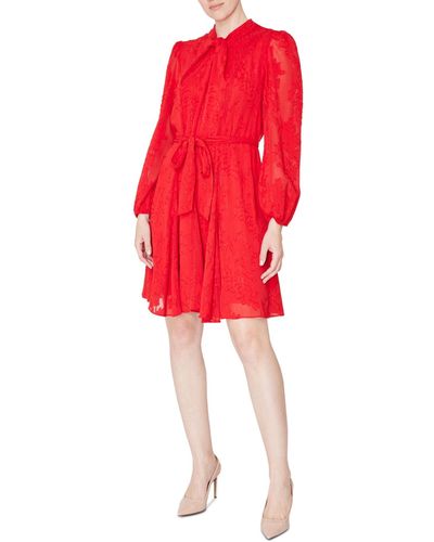 Julia Jordan Knot-front 3/4-sleeve Dress - Red