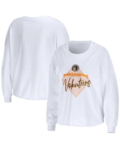 WEAR by Erin Andrews Tennessee Volunteers Diamond Long Sleeve Cropped T-shirt - White
