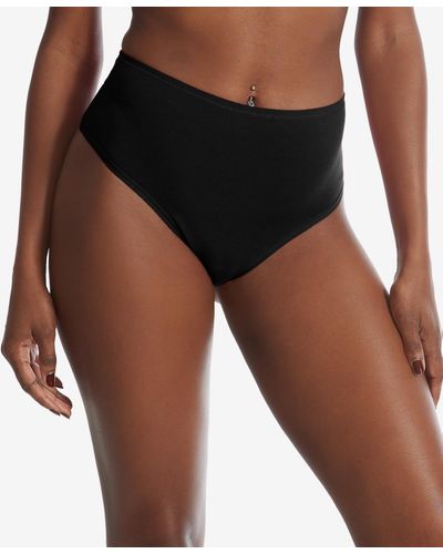 Hanky Panky Playstretch Natural Rise Thong Underwear 721924 - Black