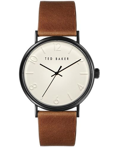 Ted Baker Phylipa Leather Strap Watch 43mm - Natural