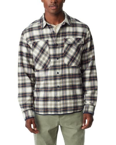 BASS OUTDOOR Stretch Flannel Button-front Long Sleeve Shirt - Gray