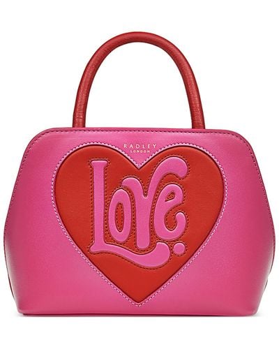Radley Valentines Mini Leather Grab Zip Top Tote - Pink