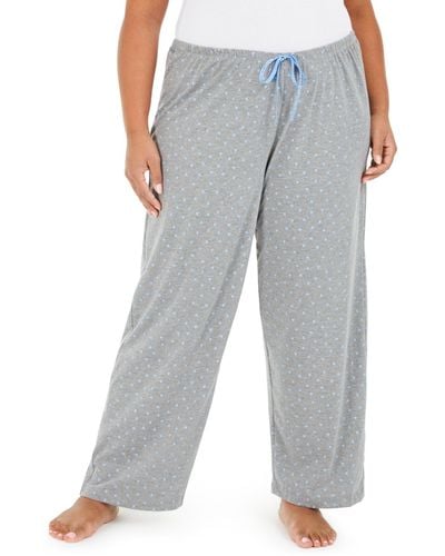 Hue Plus Size Sleepwell Printed Knit Pajama Pant Made - Gray