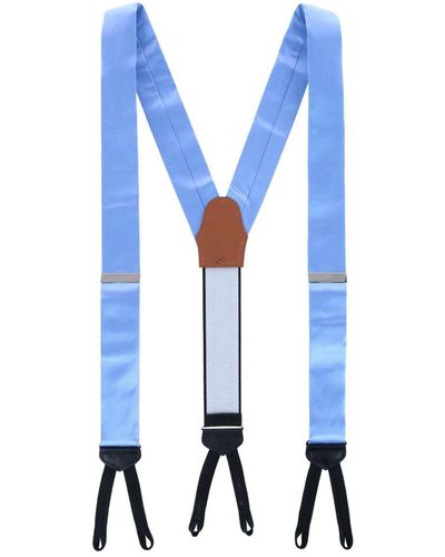 Trafalgar Sutton Solid Color Silk Formal End Suspenders - Blue