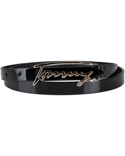 Tommy Hilfiger Script Logo Buckle Pant Belt - Black