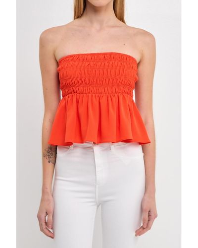Endless Rose Smocked Strapless Top - Red