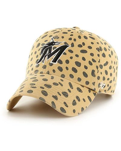 '47 Tan Miami Marlins Cheetah Clean Up Adjustable Hat - Metallic