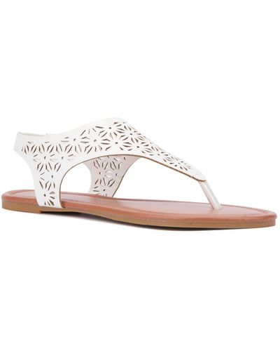 New York & Company Nikki Hooded Perforated Thong Sandal - White