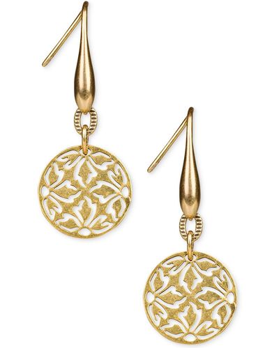 Patricia Nash Gold-tone Small Floret Drop Earrings - Metallic