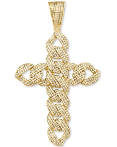 Macy's Diamond Pave Chain Cross Pendant (1-1/2 Ct. T.w. - Metallic