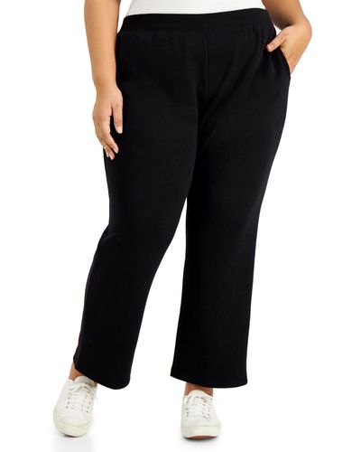 Karen Scott Plus Size Fleece Pants - Black