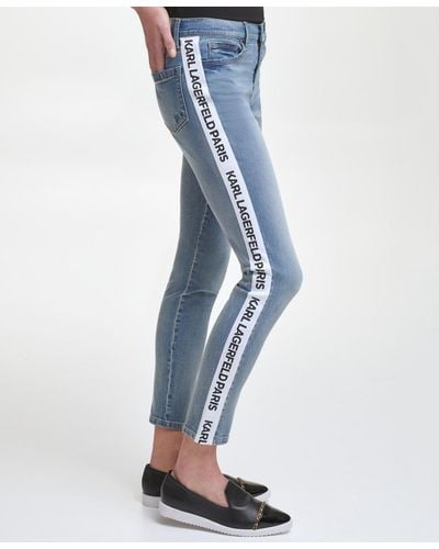 Karl Lagerfeld Contrast Logo Taping Jeans - Blue
