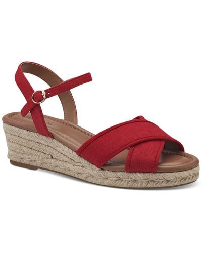 Style & Co. Leahh Strappy Espadrille Wedge Sandals - Red