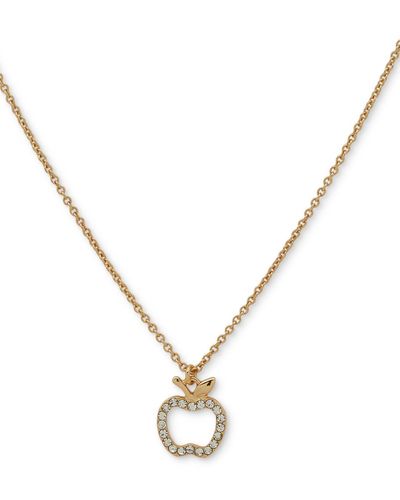 DKNY Gold-tone Pave Crystal Apple Pendant Necklace - Metallic