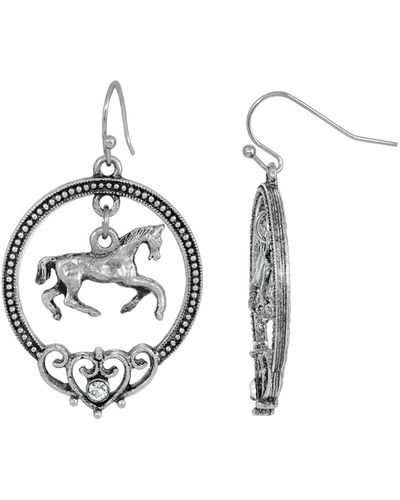 2028 Horse Hoop Earrings - Metallic