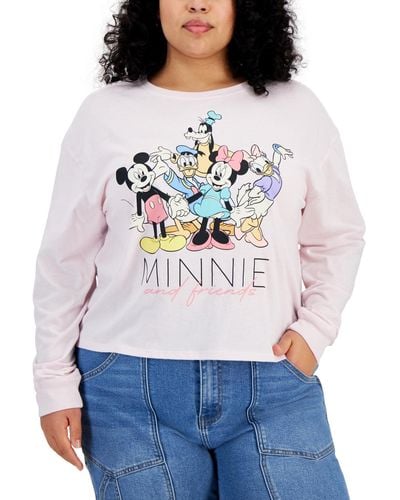 Disney Trendy Plus Size Minnie & Friends Long-sleeve Graphic Tee - Gray