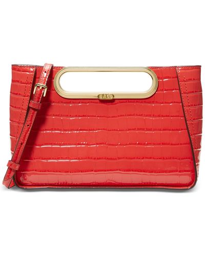 Michael Kors Michael Chelsea Large Convertible Leather Clutch - Red