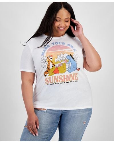 Disney Trendy Plus Size Pooh Paradise Graphic T-shirt - Gray