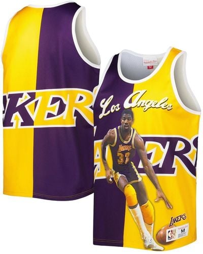 Mitchell & Ness Magic Johnson Purple And Gold Los Angeles Lakers Sublimated Player Tank Top - Yellow