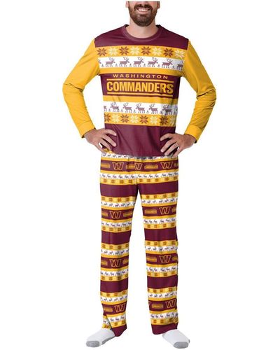 FOCO Washington Commanders Team Ugly Pajama Set - Orange